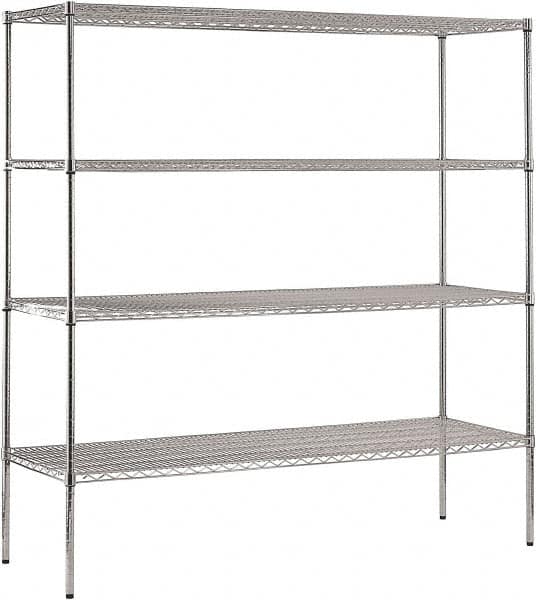 Sandusky Lee - 4 Shelf Wire Shelving Unit - 72" Wide x 18" Deep x 74" High, - Caliber Tooling