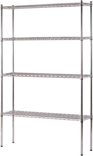 Sandusky Lee - 4 Shelf Wire Shelving Unit - 48" Wide x 12" Deep x 74" High, - Caliber Tooling