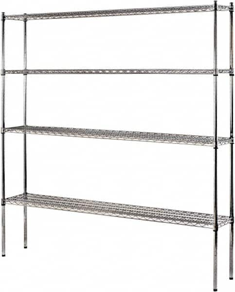 Sandusky Lee - 4 Shelf Wire Shelving Unit - 72" Wide x 12" Deep x 74" High, - Caliber Tooling