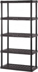 Sandusky Lee - 72" High x 36" Wide x 18" Deep, 5 Shelf Polyurethane Utility Plastic Shelving - Black, 150 Lb Capacity - Caliber Tooling