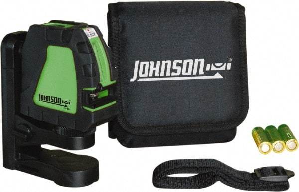 Johnson Level & Tool - 2 Beam 200' (Interior) Max Range Self Leveling Cross Line Laser - Green Beam, 1/8" at 35' Accuracy, 4-1/8" Long x 4-1/8" Wide x 1-15/16" High, Battery Included - Caliber Tooling