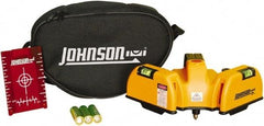 Johnson Level & Tool - 2 Beam 65' (Interior) Max Range Line Laser Level - Red Beam, 1/16" at 20' Accuracy, 6-1/2" Long x 4" Wide x 6-1/2" High, Battery Included - Caliber Tooling