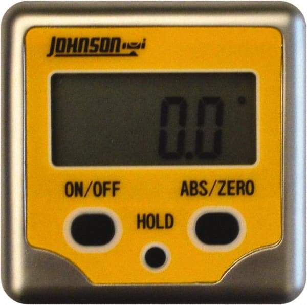 Johnson Level & Tool - (2) 180° Measuring Range, Magnetic Base Digital Protractor - 0.10° Resolution, Accuracy Up to 0.10°, CR2032 Lithium Battery Not Included - Caliber Tooling