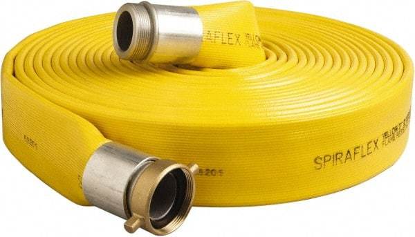 Alliance Hose & Rubber - 4" ID x 4.41 OD, 150 Working psi, Yellow Pliovic Hose, Lays Flat - 50' Long, -10 to 150°F - Caliber Tooling