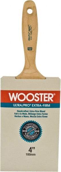 Wooster Brush - 4" Flat Synthetic Wall Brush - 3-15/16" Bristle Length, 6-1/4" Maple Beavertail Handle - Caliber Tooling