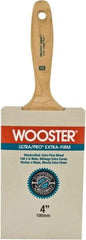 Wooster Brush - 4" Flat Synthetic Wall Brush - 3-15/16" Bristle Length, 6-1/4" Maple Beavertail Handle - Caliber Tooling