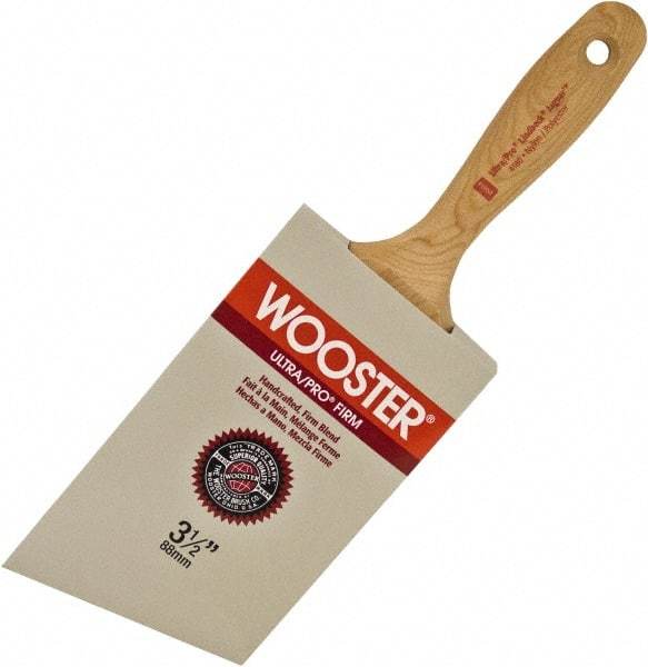 Wooster Brush - 3-1/2" Angled Nylon/Polyester Wall Brush - 3-7/16" Bristle Length, 5-3/4" Maple Beavertail Handle - Caliber Tooling