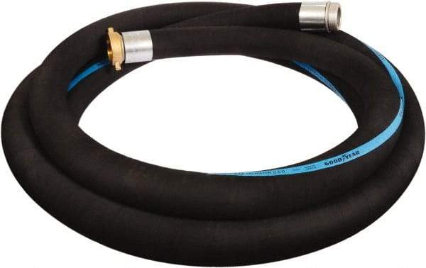 Alliance Hose & Rubber - 1-1/2" ID x 1.87 OD, 150 Working psi, Black Synthetic Rubber Water & Discharge Hose - Male x Female NPSH Ends, 20' Long, -25 to 200°F - Caliber Tooling