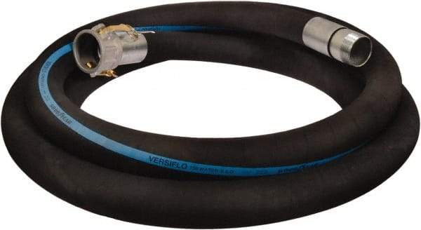 Alliance Hose & Rubber - 3" ID x 3.42 OD, 150 Working psi, Black Synthetic Rubber Water & Discharge Hose - Female Camlock x Male Nipple Ends, 20' Long, -25 to 200°F - Caliber Tooling