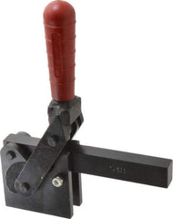 De-Sta-Co - 2,500 Lb Holding Capacity, Vertical Handle, Manual Hold Down Toggle Clamp - 129° Handle Movement, 199° Bar Opening, Solid Bar, Straight Base, Electro-Plated Zinc, Carbon Steel - Caliber Tooling