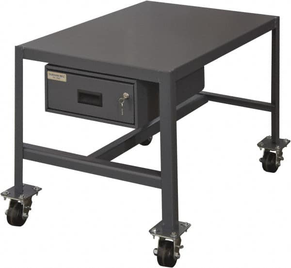 Durham - Machine Work Table with Drawer - Steel, Gray, 24" Long x 18" Deep x 36" High - Caliber Tooling