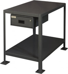 Durham - 24 Wide x 18" Deep x 18" High, Steel Machine Work Table with Drawer - Flat Top, Rounded Edge, Fixed Legs, Gray - Caliber Tooling