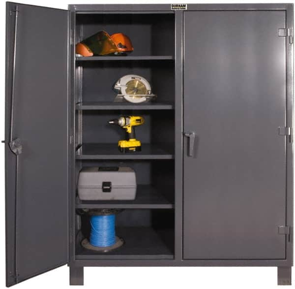 Durham - 6 Shelf Locking Storage Cabinet - Steel, 72" Wide x 24" Deep x 66" High, Gray - Caliber Tooling