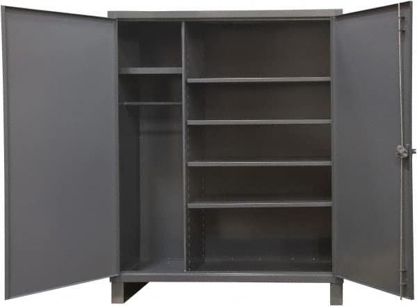 Durham - 5 Shelf Combination Storage Cabinet - Steel, 60" Wide x 24" Deep x 78" High, Gray - Caliber Tooling