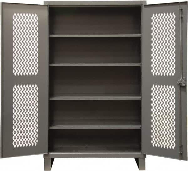 Durham - 4 Shelf Locking Storage Cabinet - Steel, 36" Wide x 24" Deep x 78" High, Gray - Caliber Tooling