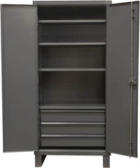 Durham - 4 Shelf Locking Storage Cabinet - Steel, 36" Wide x 24" Deep x 78" High, Gray - Caliber Tooling