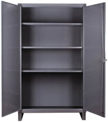 Durham - 3 Shelf Locking Storage Cabinet - Steel, 72" Wide x 24" Deep x 66" High, Gray - Caliber Tooling