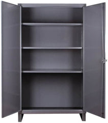 Durham - 3 Shelf Locking Storage Cabinet - Steel, 36" Wide x 24" Deep x 66" High, Gray - Caliber Tooling