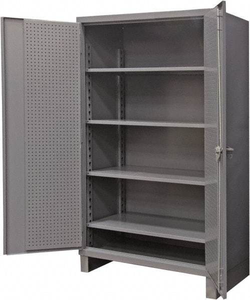 Durham - 4 Shelf Pegboard Storage Cabinet - Steel, 48" Wide x 24" Deep x 78" High, Gray - Caliber Tooling