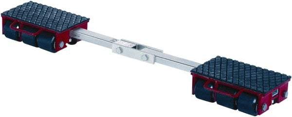 GKS - 19,800 Lb Capacity Steel Machine Dolly - 7.9" Long x 48-1/2" Wide x 4.3" High, 3.3" Wheels - Caliber Tooling