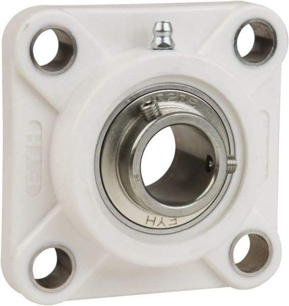 Value Collection - 1" ID, 3-3/4" OAL x 1-7/16" OAH 4-Bolt Flange Mounted Bearing - 1,764 Lb Static Cap, 3,147 Lb Dyn Cap, 2-3/4" Btw Mnt Hole Ctrs, 43/64" Base-to-Ctr Ht, Thermoplastic - Caliber Tooling