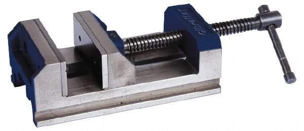 Gibraltar - 6" Jaw Opening Capacity x 2" Throat Depth, Horizontal Drill Press Vise - 6" Wide x 2" High Jaw, Stationary Base, Standard Speed, 11-15/16" OAL x 3-1/2" Overall Height - Caliber Tooling