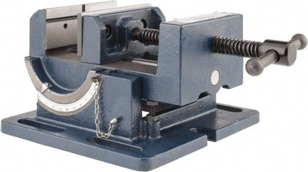 Gibraltar - 4" Jaw Width, 4" Jaw Opening Capacity, Angle Stationary Machine Vise - Manual Operation, 1 Station, 9-7/16" Long x 4-1/2" High x 1-1/2" Deep, 1-1/2" Jaw Height - Caliber Tooling