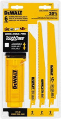 DeWALT - 6 Pieces, 8" to 9" Long x 0.04" Thickness, Bi-Metal Reciprocating Saw Blade Set - Straight Profile, 6 to 14 Teeth, Toothed Edge - Caliber Tooling