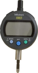 Mitutoyo - 0 to 12.7mm Range, 0.0005" Graduation, Electronic Drop Indicator - Lug-on-center Back, Accurate to 0.001", English & Metric System, LCD Display - Caliber Tooling