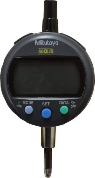 Mitutoyo - 0 to 12.7mm Range, 0.0005" Graduation, Electronic Drop Indicator - Flat Back, Accurate to 0.001", English & Metric System, LCD Display - Caliber Tooling