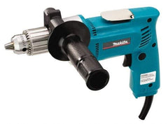 Makita - 1/2" Keyed Chuck, 550 RPM, Pistol Grip Handle Electric Drill - 6.5 Amps, 115 Volts, Reversible, Includes Chuck Key, Drill Chuck, Side Handle - Caliber Tooling