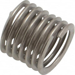 Heli-Coil - Single Insert, M8x1.25 Metric Coarse, 1-1/2D, Stainless Steel Screw Locking Insert - 7-3/8 Free Coils, 12mm Overall Length, 9.8 to 10.35mm Outside Diameter, with Tang, Bright Finish, 304 Material Grade - Exact Industrial Supply