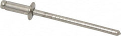 RivetKing - Size 42 Dome Head Stainless Steel Open End Blind Rivet - Stainless Steel Mandrel, 0.126" to 3/16" Grip, 1/4" Head Diam, 0.129" to 0.133" Hole Diam, 0.337" Length Under Head, 1/8" Body Diam - Caliber Tooling