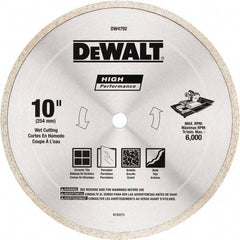 DeWALT - 10" Diam, 5/8" Arbor Hole Diam, Wet & Dry Cut Saw Blade - Diamond-Tipped, Standard Round Arbor - Caliber Tooling