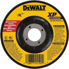 DeWALT - 24 Grit, 6" Wheel Diam, 1/4" Wheel Thickness, 7/8" Arbor Hole, Type 27 Depressed Center Wheel - Zirconia Alumina, Resinoid Bond, 10,100 Max RPM, Compatible with Angle Grinder - Caliber Tooling