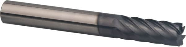 SGS - 3/8", 7 Flute, Single End, Solid Carbide, 0.015" Corner Radius End Mill - 3" OAL, 35° Helix, Right Hand Flute, 1" LOC, Right Hand Cut - Caliber Tooling