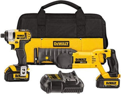 DeWALT - 2 Piece 20 Volt Cordless Tool Combination Kit - Includes 1/4" Impact Driver, Reciprocating Saw, Fast Charger, Contractor Bag & Belt Hook, Lithium-Ion - Caliber Tooling