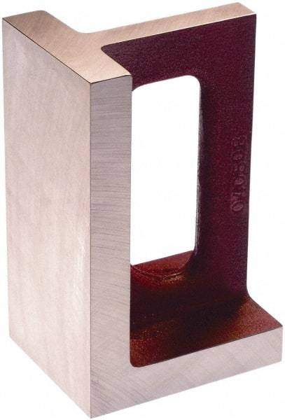 Suburban Tool - 1 Hole, 10" High x 5-1/2" Wide x 7" Deep, Right Angle Iron - Cast Iron, Precision Ground, 1-1/8" Thick, Parallel to within 0.00025" per 6", Square to within 0.0005" per 6" - Caliber Tooling