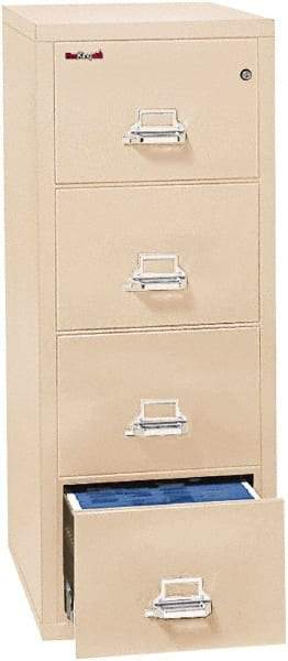 FireKing - 20.81" Wide x 52-3/4" High x 31-9/16" Deep, 4 Drawer Vertical File - Steel, Parchment - Caliber Tooling