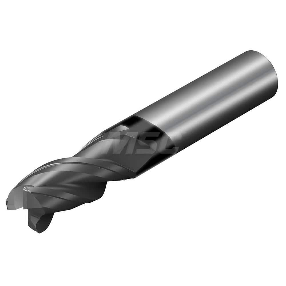 Corner Radius End Mill: 5/16″ Dia, 3/4″ LOC, 0.015 to 0.02″ Radius, 3 Flutes, Solid Carbide 2-1/2″ OAL, 5/16″ Shank Dia, Helix, AlTiN Coated, Corner Radius End