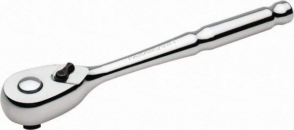 Paramount - 3/8" Drive Pear Head Quick-Release Ratchet - Chrome Finish, 8" OAL, 72 Gear Teeth - Caliber Tooling