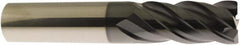 Accupro - 1/4", 4 Flute, Single End, Solid Carbide, 0.015" Corner Radius End Mill - 2-1/2" OAL, 40° Helix, Right Hand Flute, 3/4" LOC, Right Hand Cut - Caliber Tooling