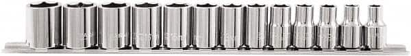 Paramount - 13 Piece 3/8" Drive Chrome Vanadium Finish Socket Set - 6 Points, 7mm to 19mm Range, Metric Measurement Standard - Caliber Tooling