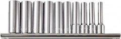 Paramount - 10 Piece 1/4" Drive Chrome Vanadium Finish Deep Well Socket Set - 6 Points, 3/16" to 9/16" Range, Inch Measurement Standard - Caliber Tooling