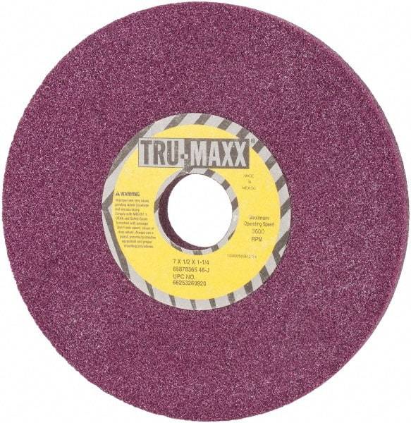 Tru-Maxx - 7" Diam x 1-1/4" Hole x 1/2" Thick, J Hardness, 46 Grit Surface Grinding Wheel - Aluminum Oxide, Type 1, Coarse Grade, Vitrified Bond, No Recess - Caliber Tooling