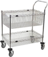 Value Collection - 300 Lb Capacity, 18" Wide x 30" Long x 40" High Mail Cart - 2 Shelf, Steel, 2 Rigid/2 Swivel Casters - Caliber Tooling