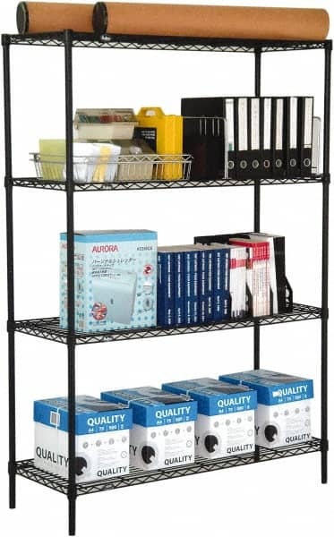 Value Collection - 4 Shelf Wire Shelving Unit - 72" Wide x 18" Deep x 63" High, - Caliber Tooling