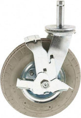 Value Collection - 8" Diam x 3-1/2" Wide, Rubber Swivel with Brake Caster - 300 Lb Capacity, Plain Stem Mount - Caliber Tooling