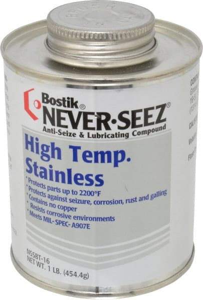 Bostik - 1 Lb Can High Temperature Anti-Seize Lubricant - Stainless Steel, -297 to 2,200°F, Silver Gray, Water Resistant - Caliber Tooling