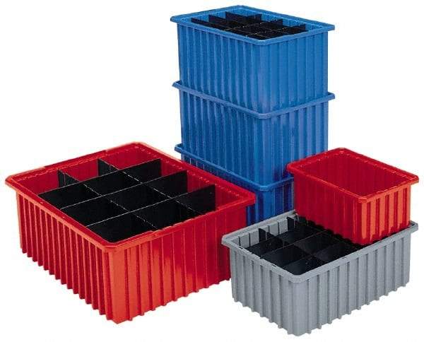 Akro-Mils - 0.61 Cu Ft, 30 Lb Load Capacity Blue Polyethylene Dividable Container - Stacking, 22.4" Long x 17.4" Wide x 4" High - Caliber Tooling